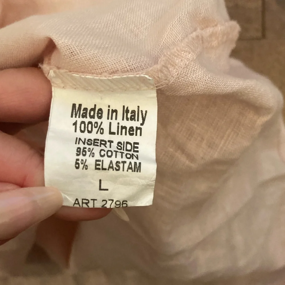 Terzo Millennio 100% Linen BlushPink ButtonUp Mini Dress Made in Italy Women’s L - Picture 8 of 13